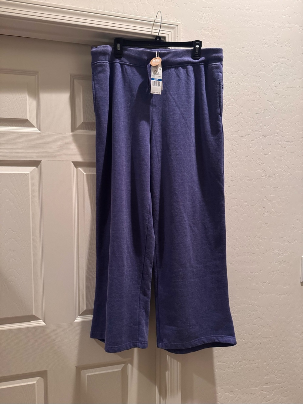 NWT purple blue lounge pants wide-leg cut elasticized drawstring waist size XL